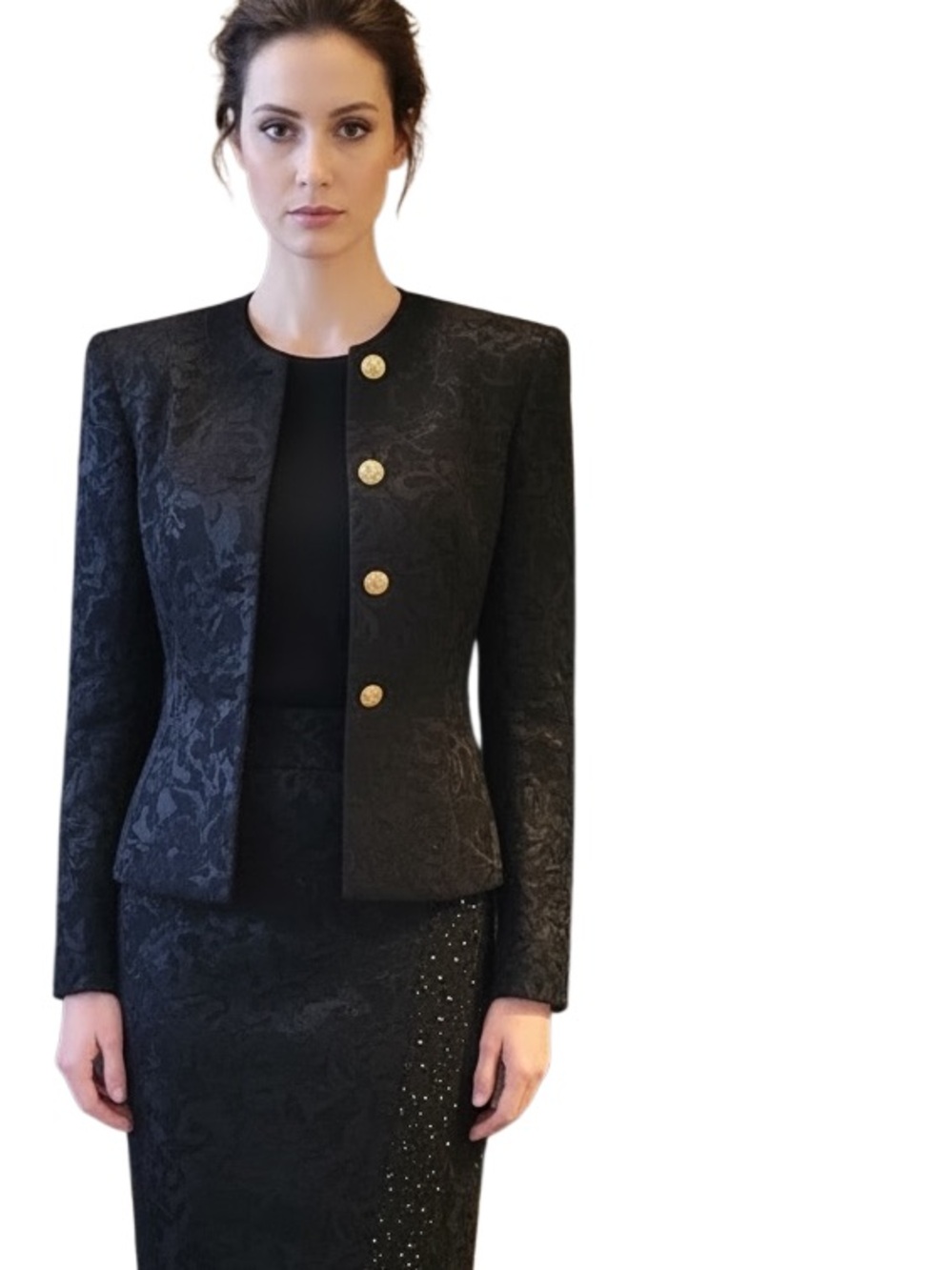 Albert Nipon Boutique silk suit 1980's vintage beautiful Artisanal Collection